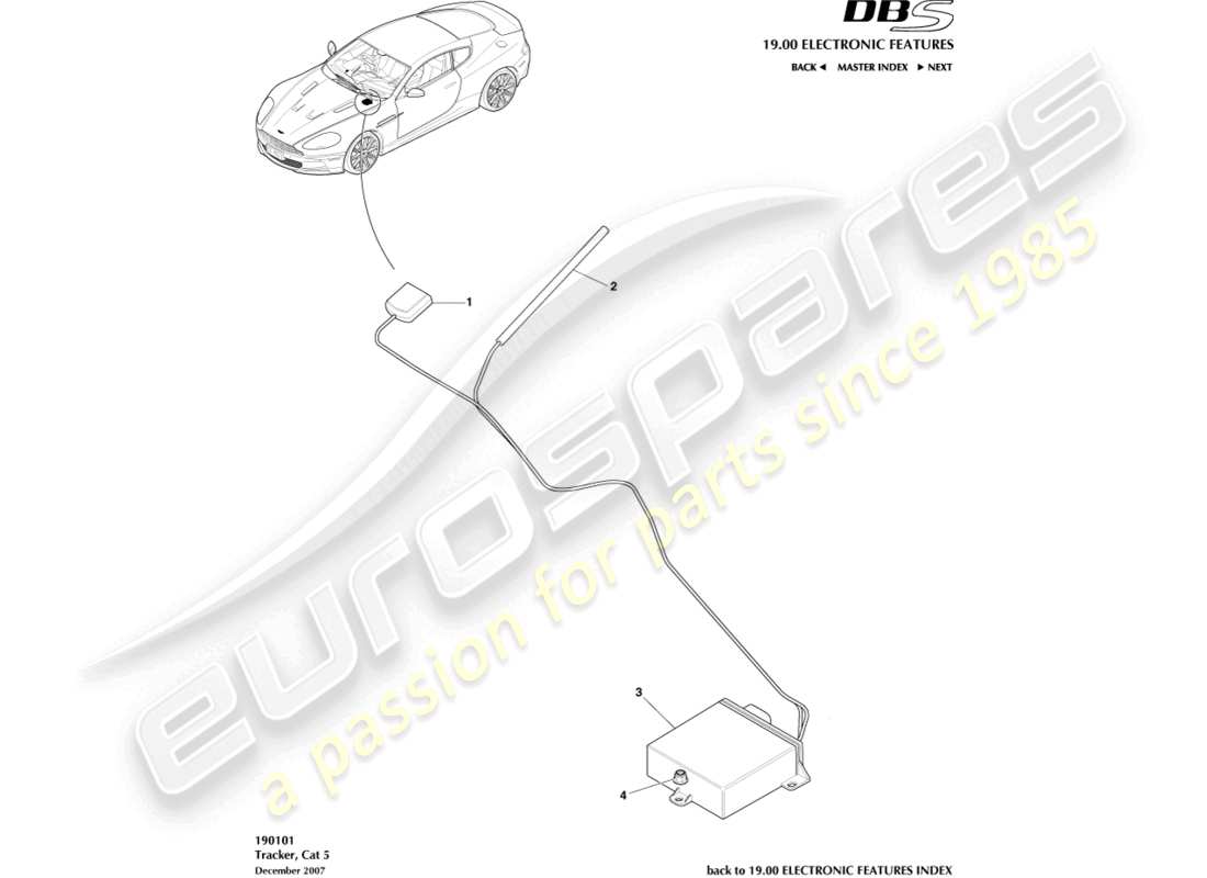 aston martin dbs (2010) diagrama de piezas del rastreador