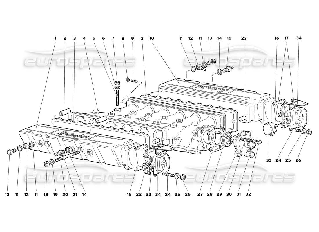 lamborghini diablo sv (1999) colector de admisión diagrama de piezas