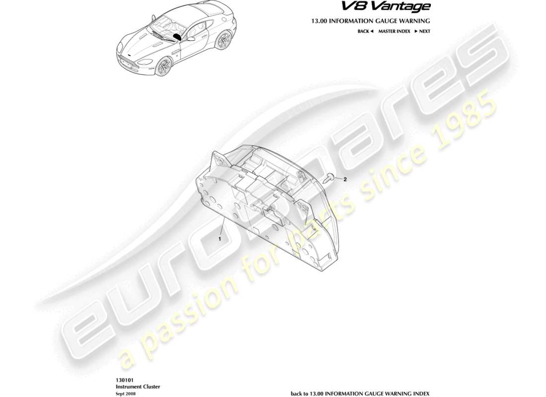 aston martin v8 vantage (2013) diagrama de piezas del grupo de instrumentos