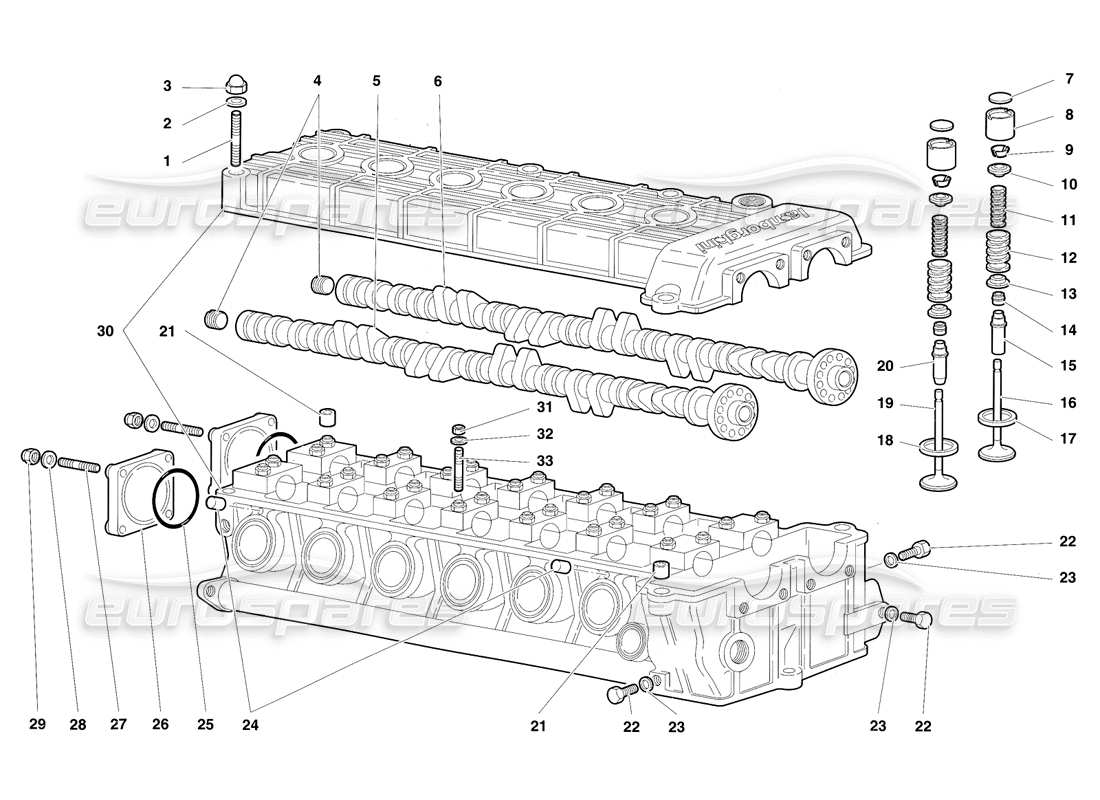 lamborghini diablo sv (1997) diagrama de piezas de la culata izquierda