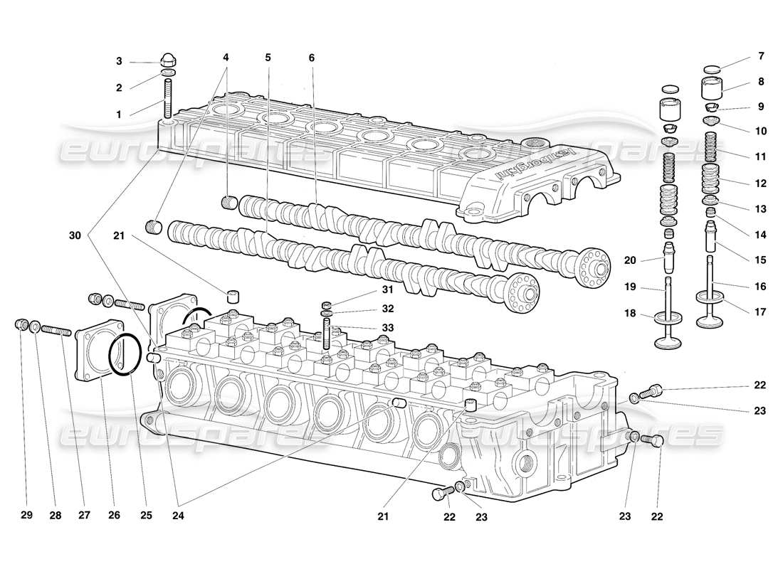 lamborghini diablo sv (1997) culata izquierda diagrama de piezas