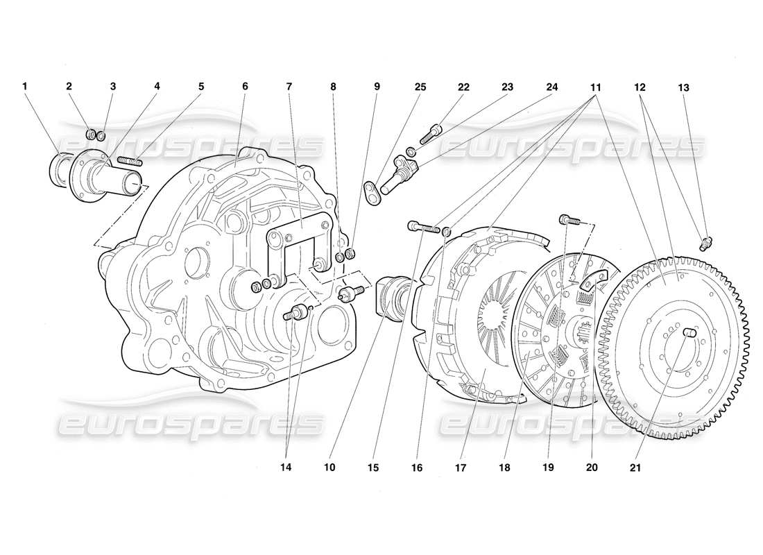 lamborghini diablo sv (1997) diagrama de piezas del embrague