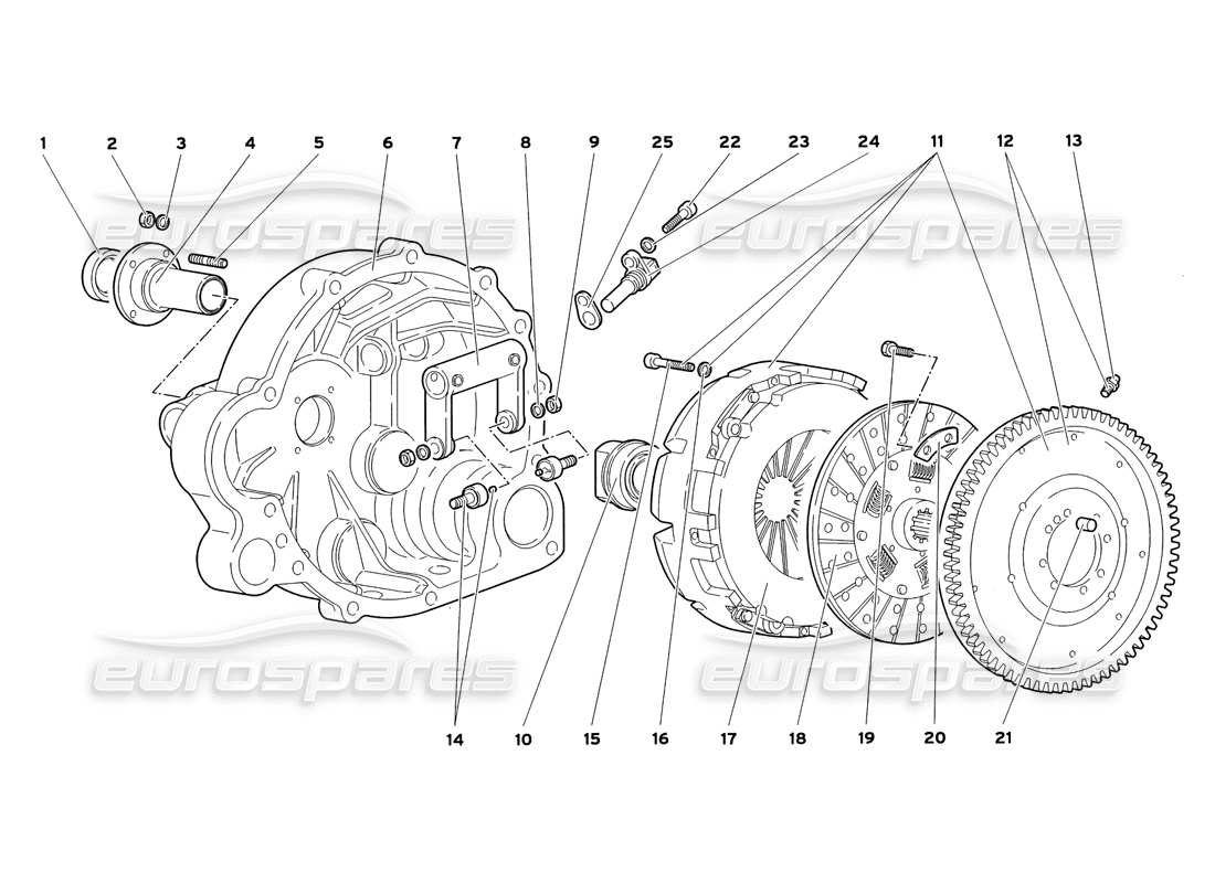 lamborghini diablo sv (1999) diagrama de piezas del embrague