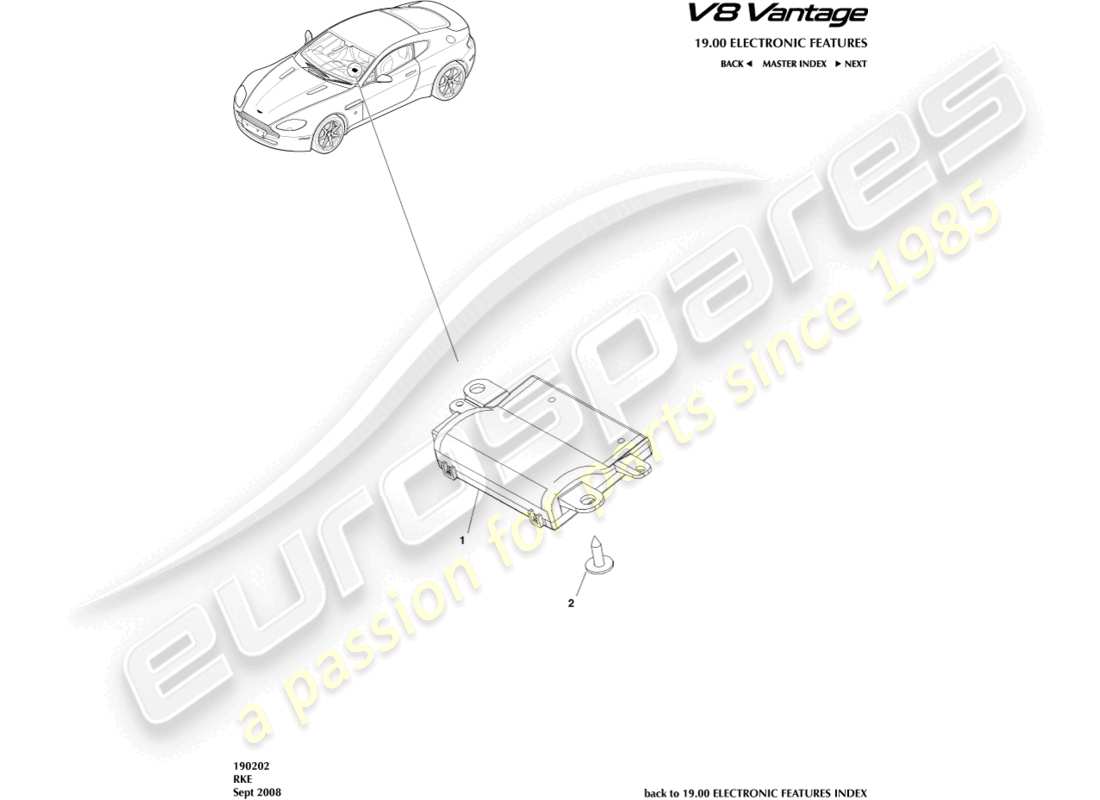 aston martin vantage gt8 (2017) rke diagrama de piezas