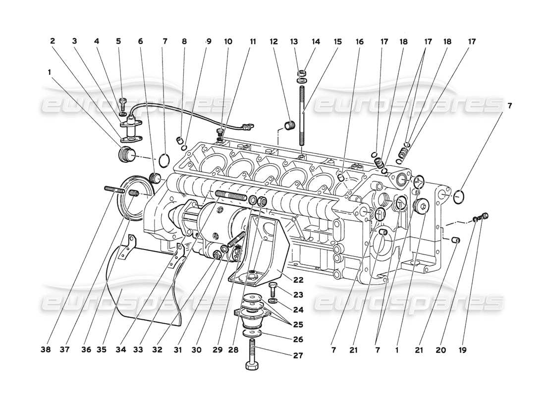 lamborghini diablo 6.0 (2001) crankcase diagrama de piezas