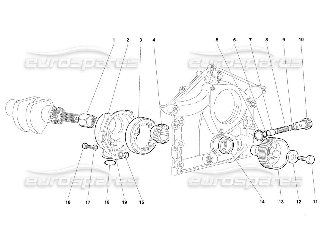 lamborghini diablo sv (1997) diagrama de piezas de la bomba de aceite del motor