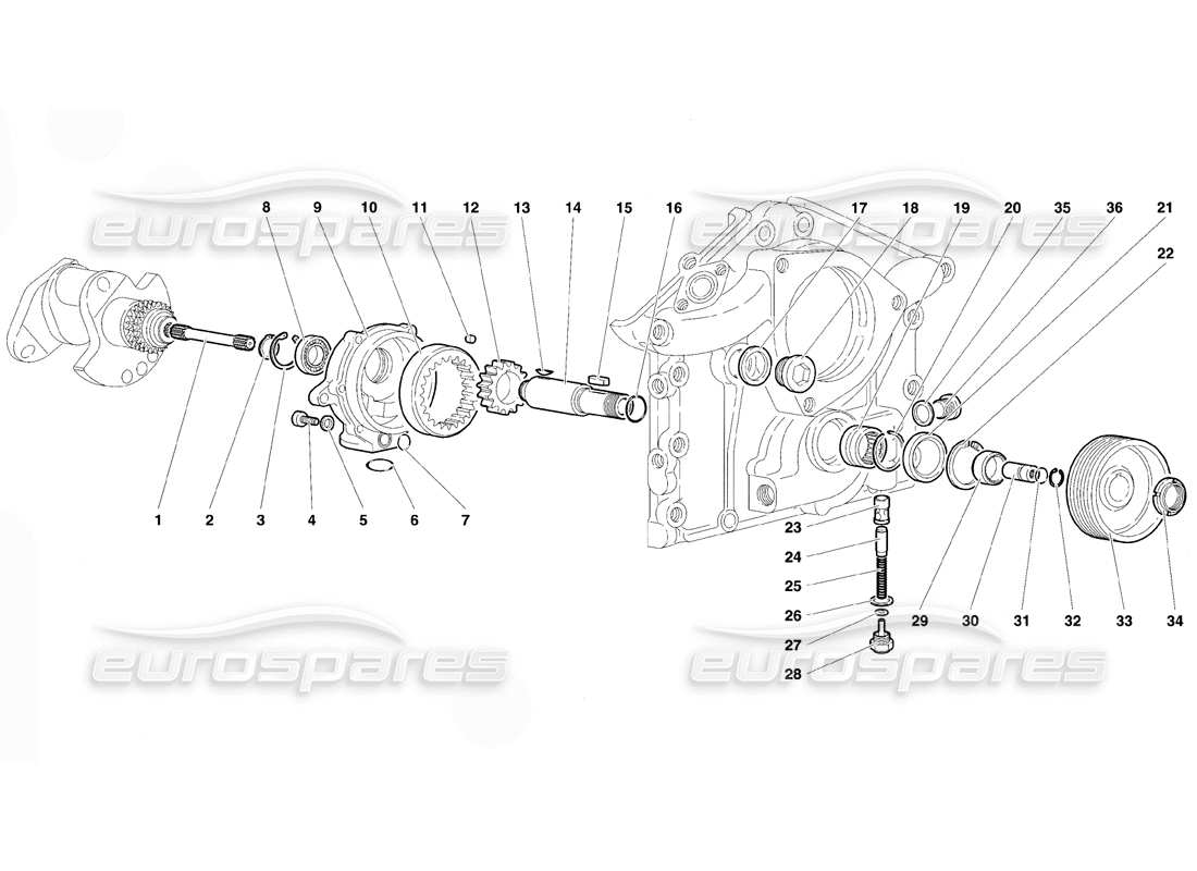 lamborghini diablo se30 (1995) diagrama de piezas de la bomba de aceite del motor