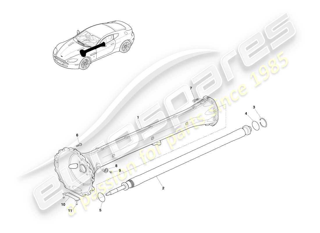 aston martin v8 vantage (2005) diagrama de piezas del conjunto del eje de transmisión