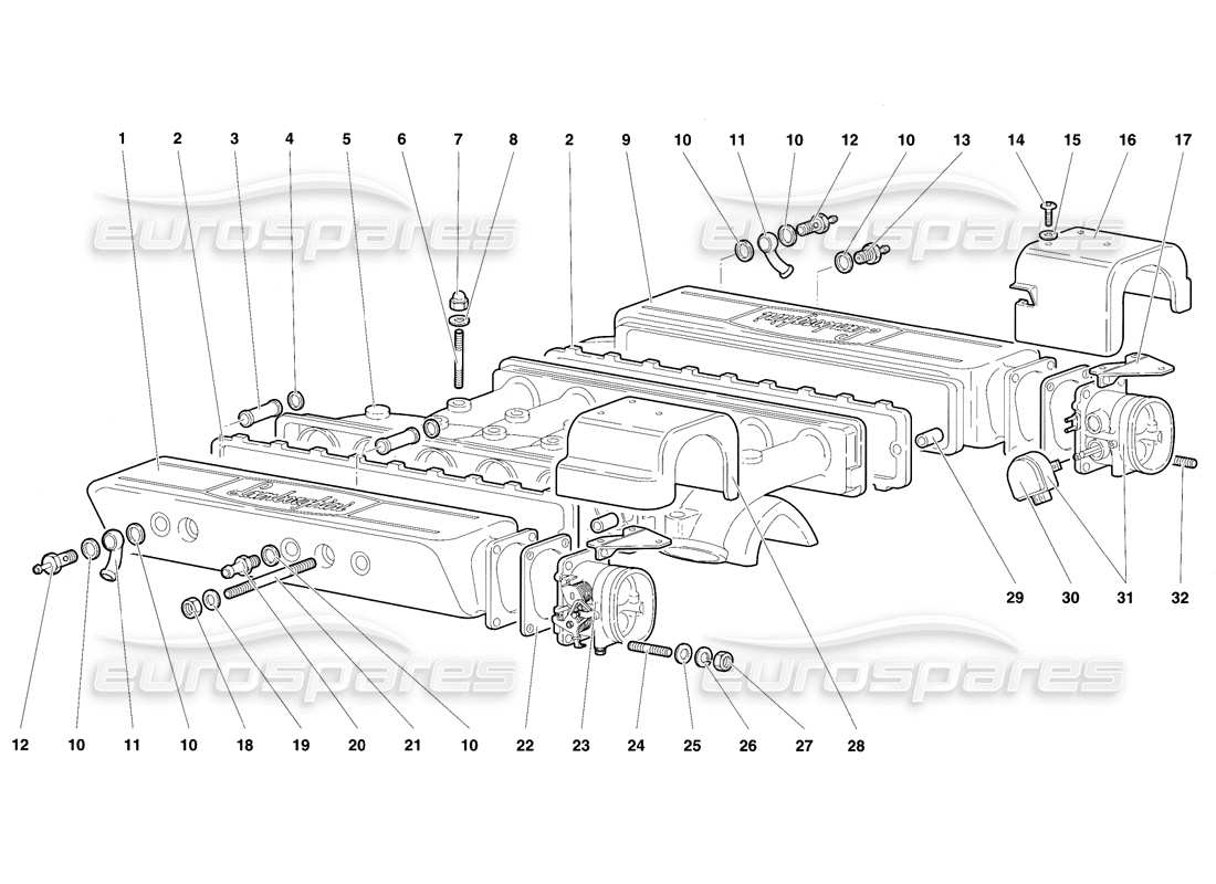 lamborghini diablo se30 (1995) colector de admisión diagrama de piezas