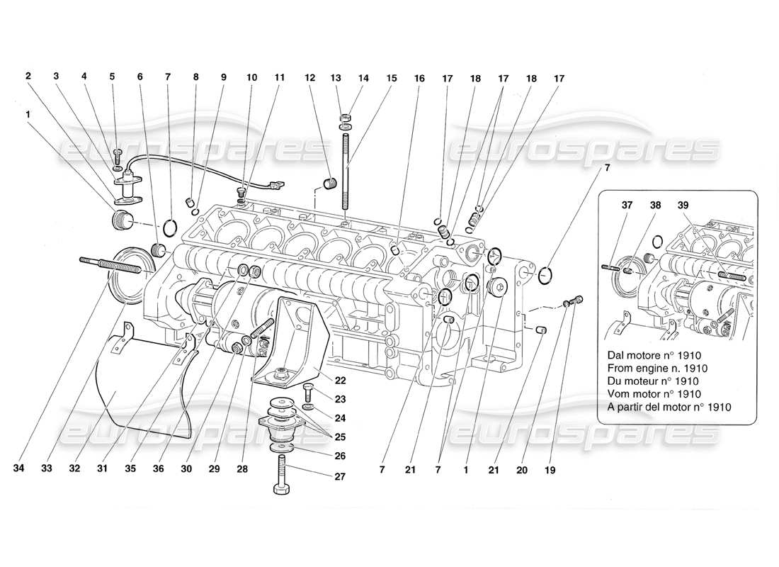 lamborghini diablo roadster (1998) crankcase diagrama de piezas
