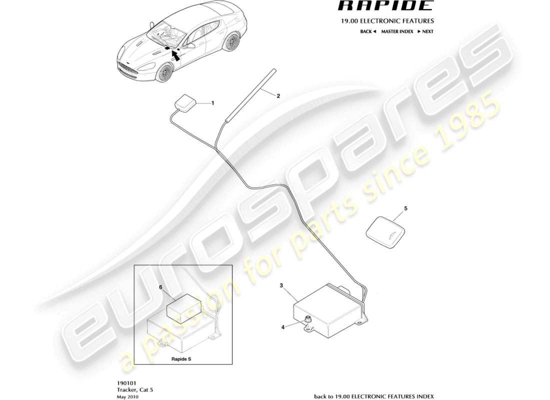 aston martin rapide (2016) rastreador cat 5 diagrama de piezas