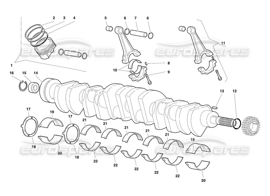 lamborghini diablo sv (1997) diagrama de piezas de cigüeñales