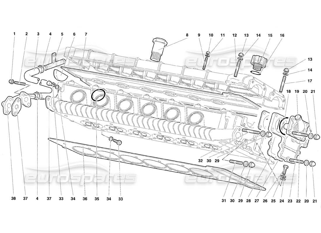 lamborghini diablo se30 (1995) accesorios para el diagrama de piezas de la culata izquierda