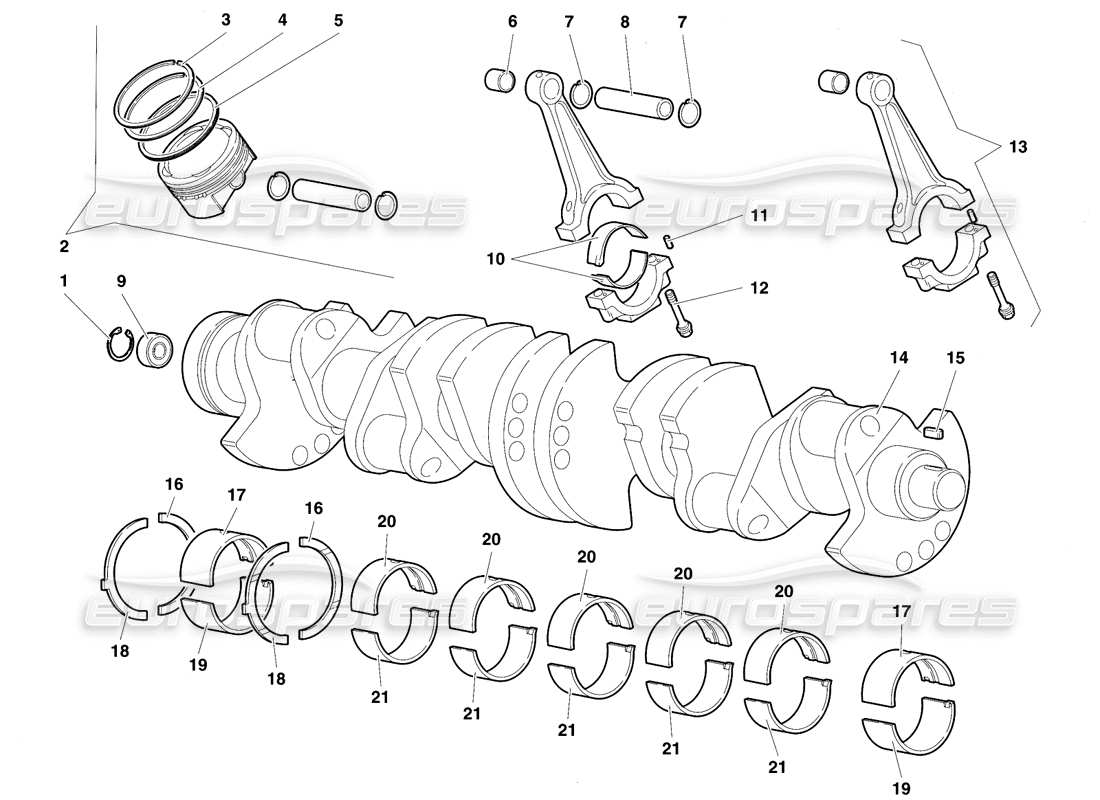 lamborghini diablo se30 (1995) diagrama de piezas de cigüeñales