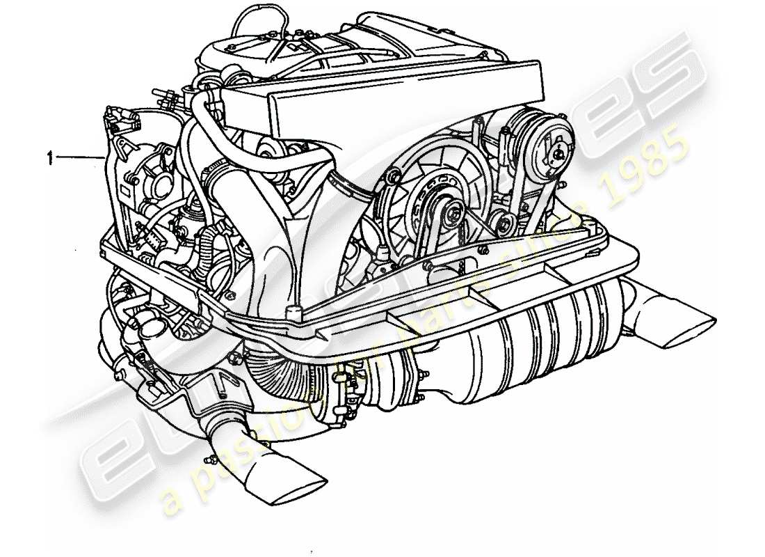 un diagrama de piezas del catálogo de piezas porsche 1983 (refurbished and exchange catalogue)