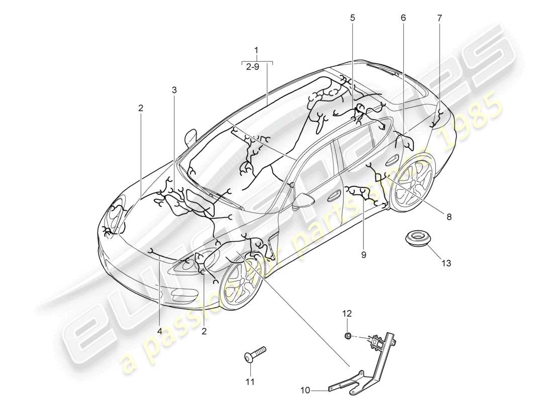 un diagrama de piezas del catálogo de piezas porsche 2010 (panamera 970)