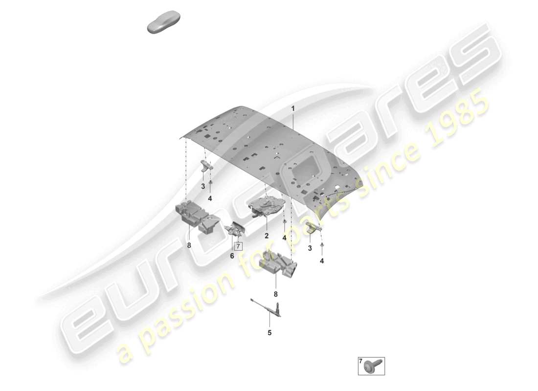 porsche 2019 (992-1) marco superior marco del techo delantero cubierta del techo diagrama de piezas