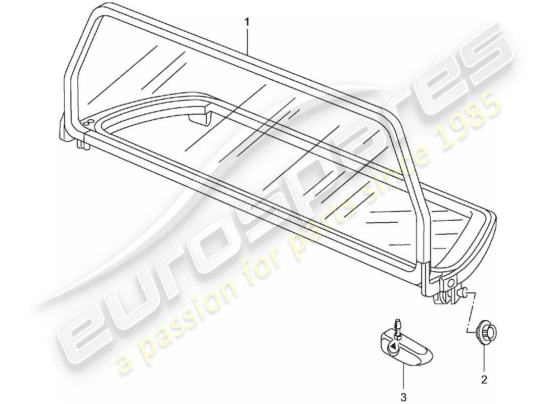 porsche 2004 (996) parabrisas diagrama de piezas
