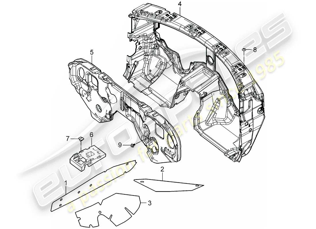 porsche 2008 (cayenne e1 9pa) diagrama de piezas del absorbedor de sonido