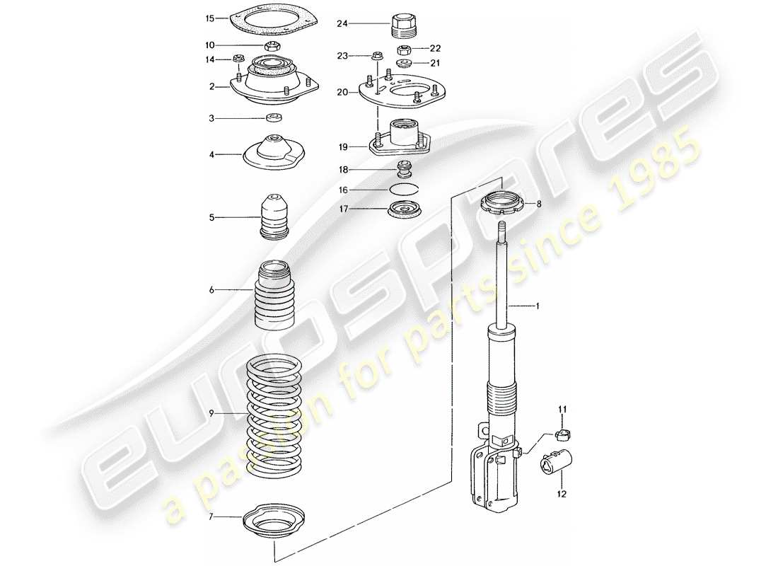 porsche 1997 (993) suspensión - puntal amortiguador diagrama de piezas