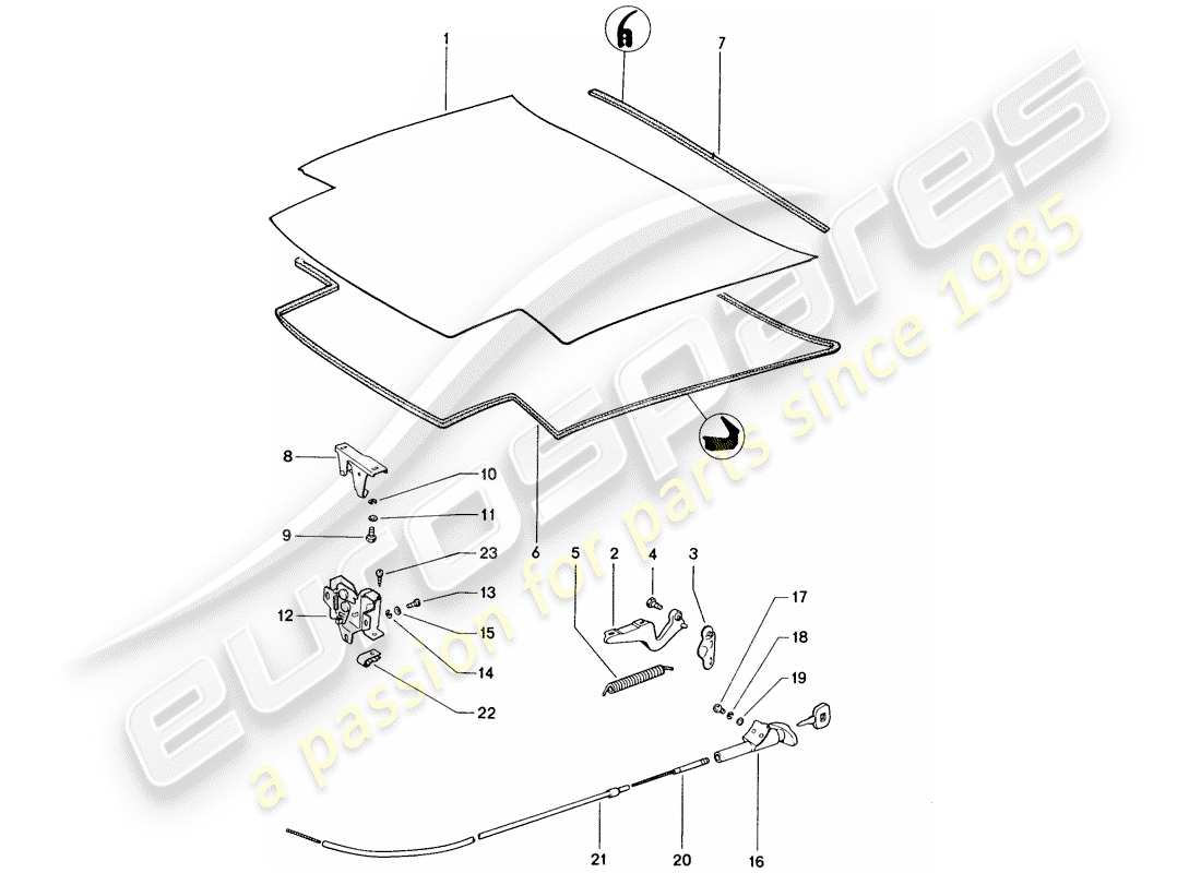 porsche 1974 (914) diagrama de piezas de la cubierta