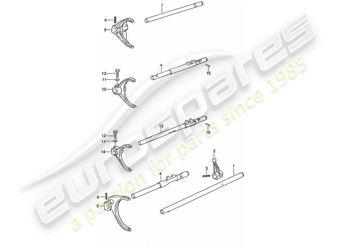 porsche 1996 (993) eje selector - horquilla selectora diagrama de piezas