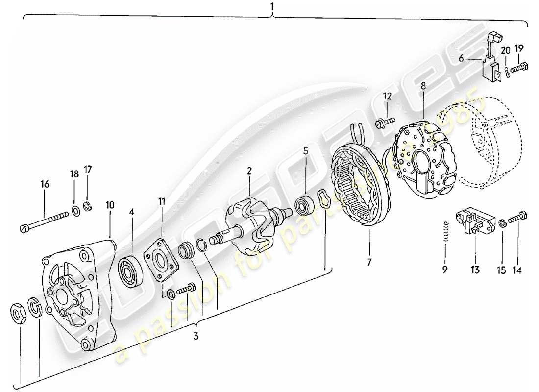 porsche 1983 (924) alternador diagrama de piezas