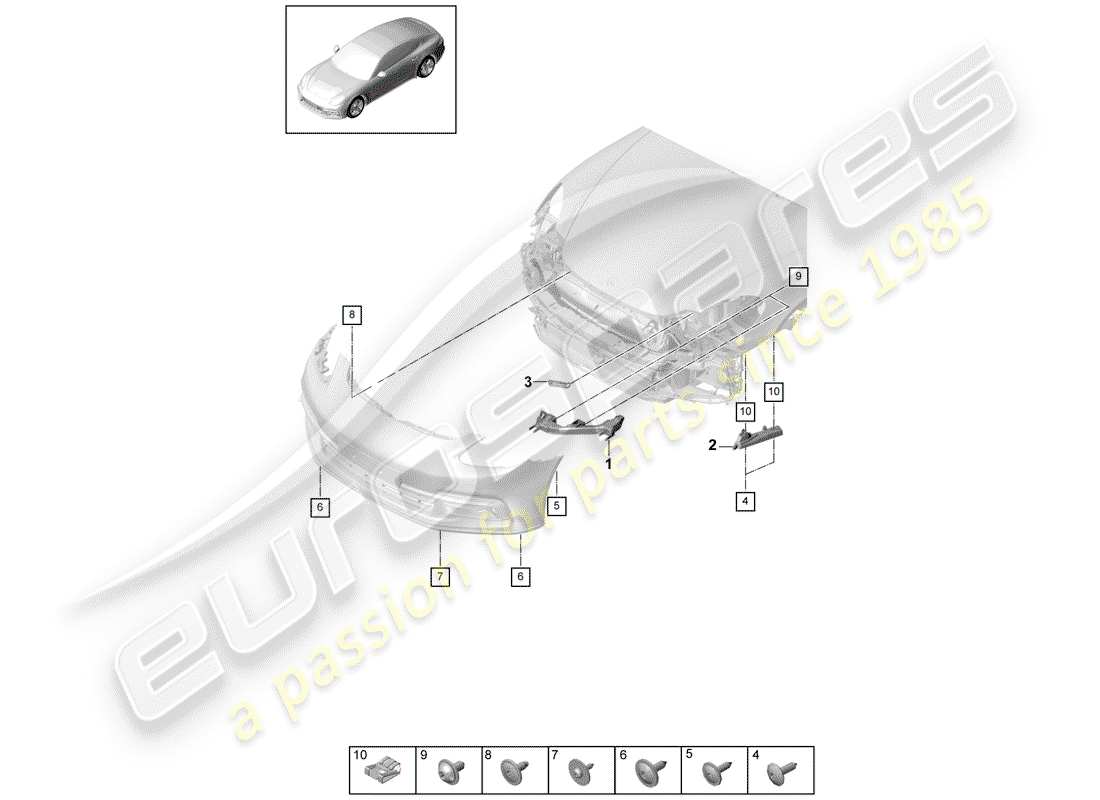 porsche 2018 (panamera 971-1) diagrama de piezas de sujetadores
