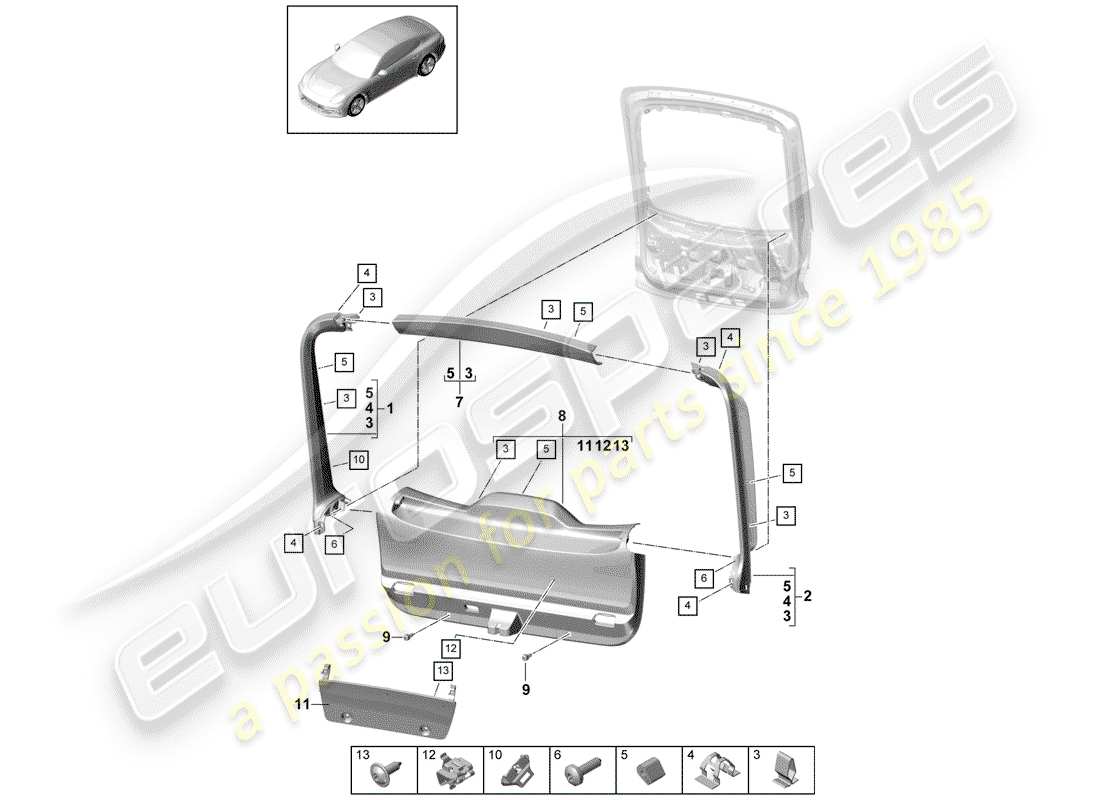 porsche 2017 (panamera 971-1) diagrama de piezas de trims