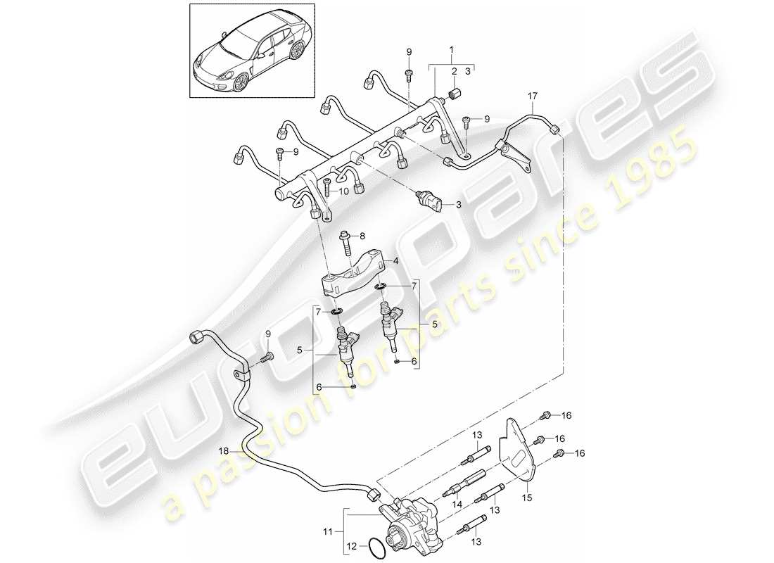 porsche 2013 (panamera 970) tubo de recogida de combustible diagrama de piezas