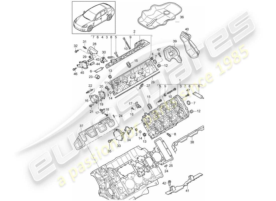porsche 2013 (panamera 970) cabeza de cilindro diagrama de piezas