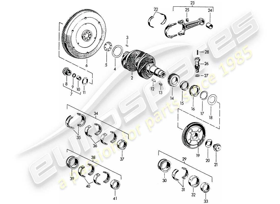 porsche 1962 (356b/356c) cigüeñal diagrama de piezas