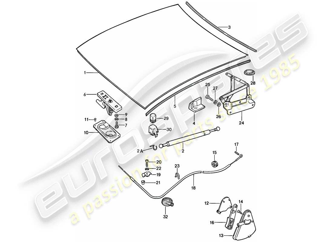 porsche 1981 (928) diagrama de piezas de la cubierta