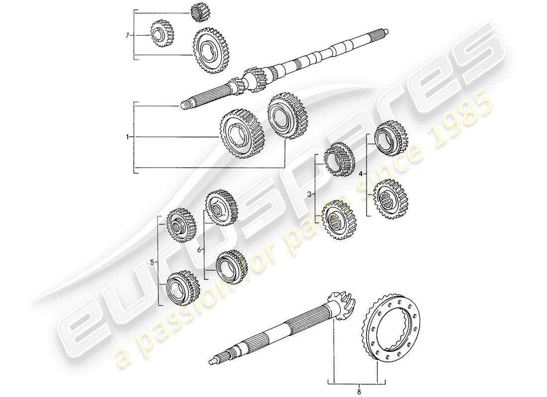 porsche 1998 (993) juegos de ruedas dentadas diagrama de piezas