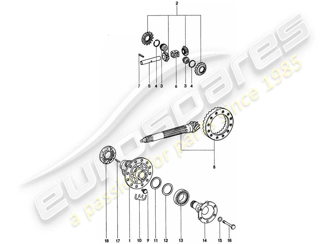 porsche 1977 (911) diferencial diagrama de piezas