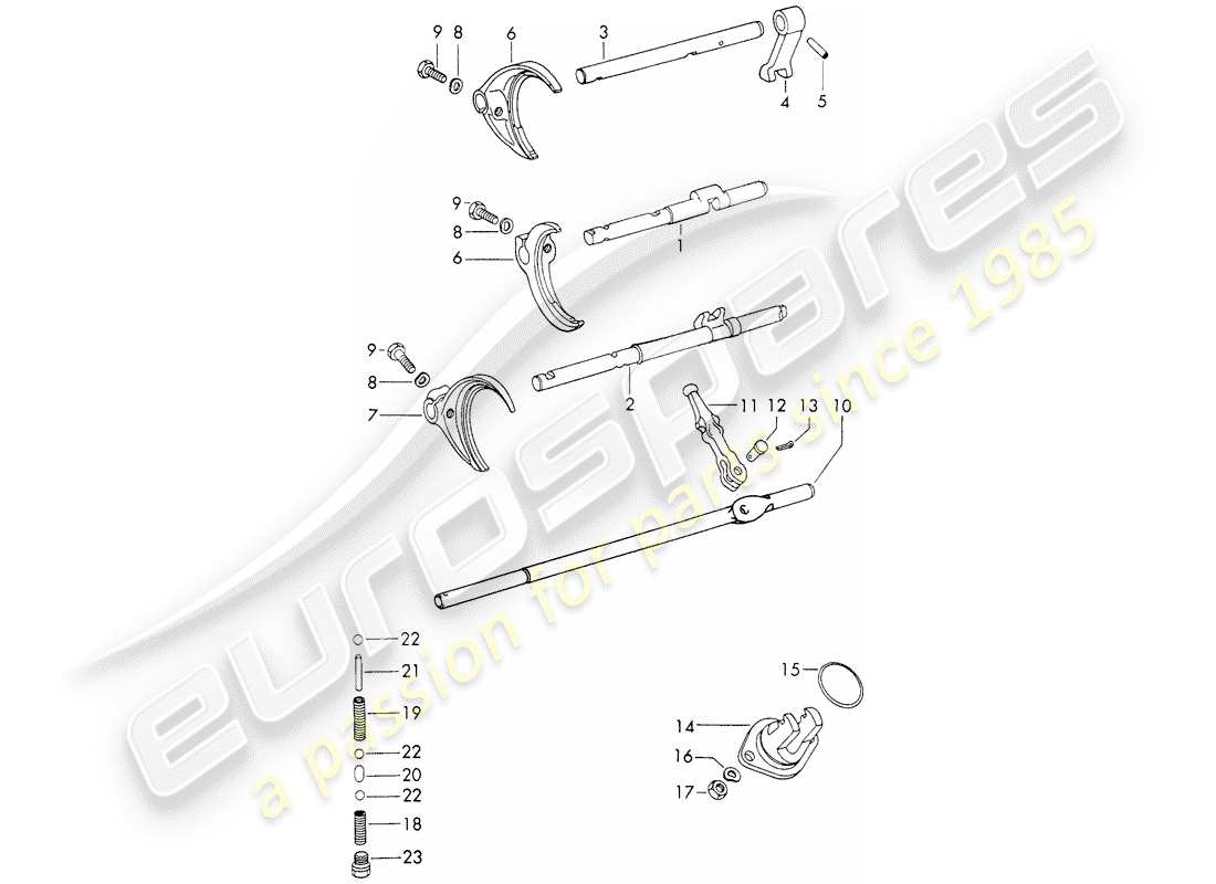 porsche 1973 (911) varillas de cambio - horquillas de cambio - d >> - mj 1971 diagrama de piezas