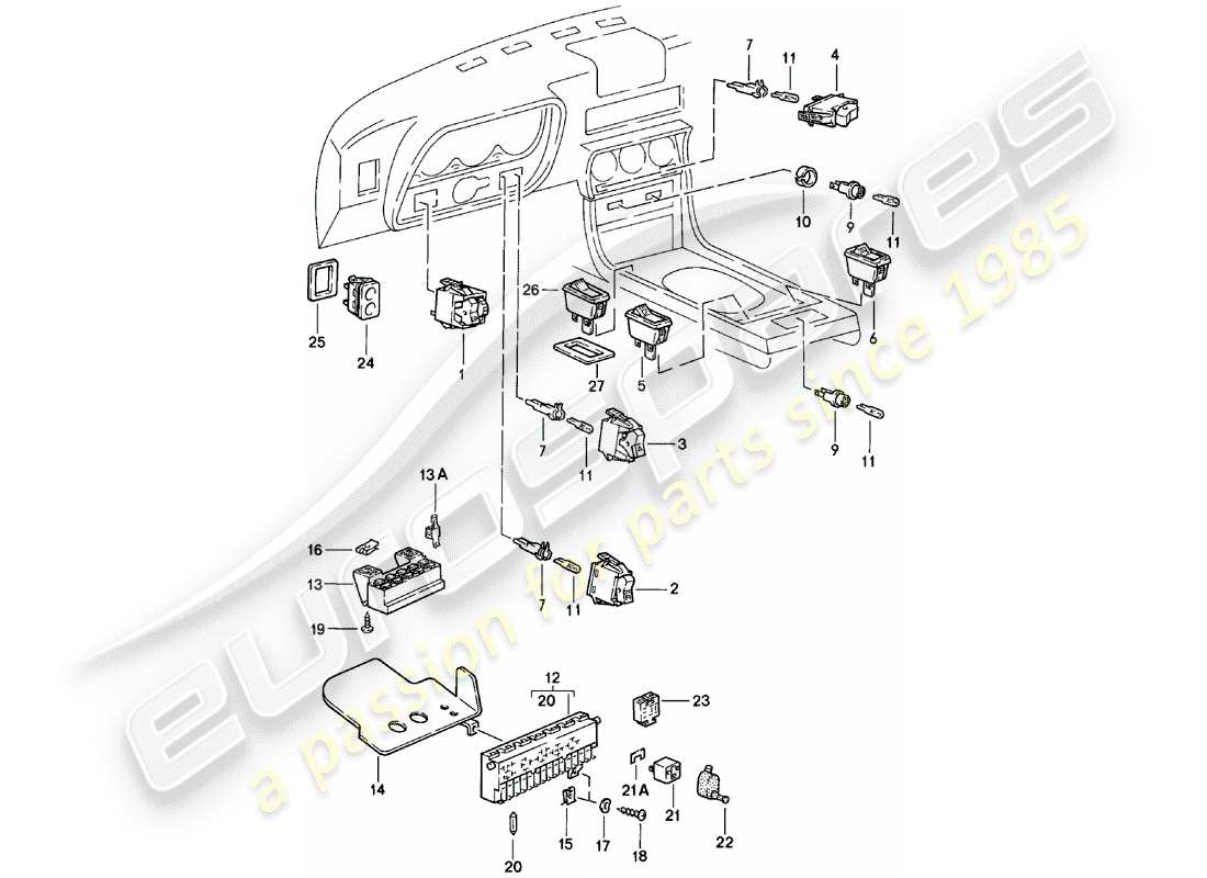porsche 1983 (924) interruptor - placa de relé - relé diagrama de piezas