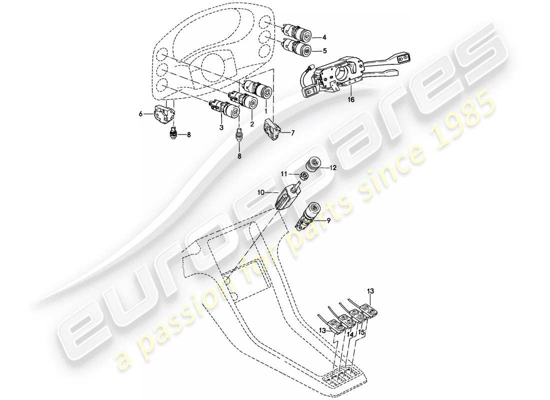 porsche 1981 (928) cambiar - manualmente diagrama de piezas