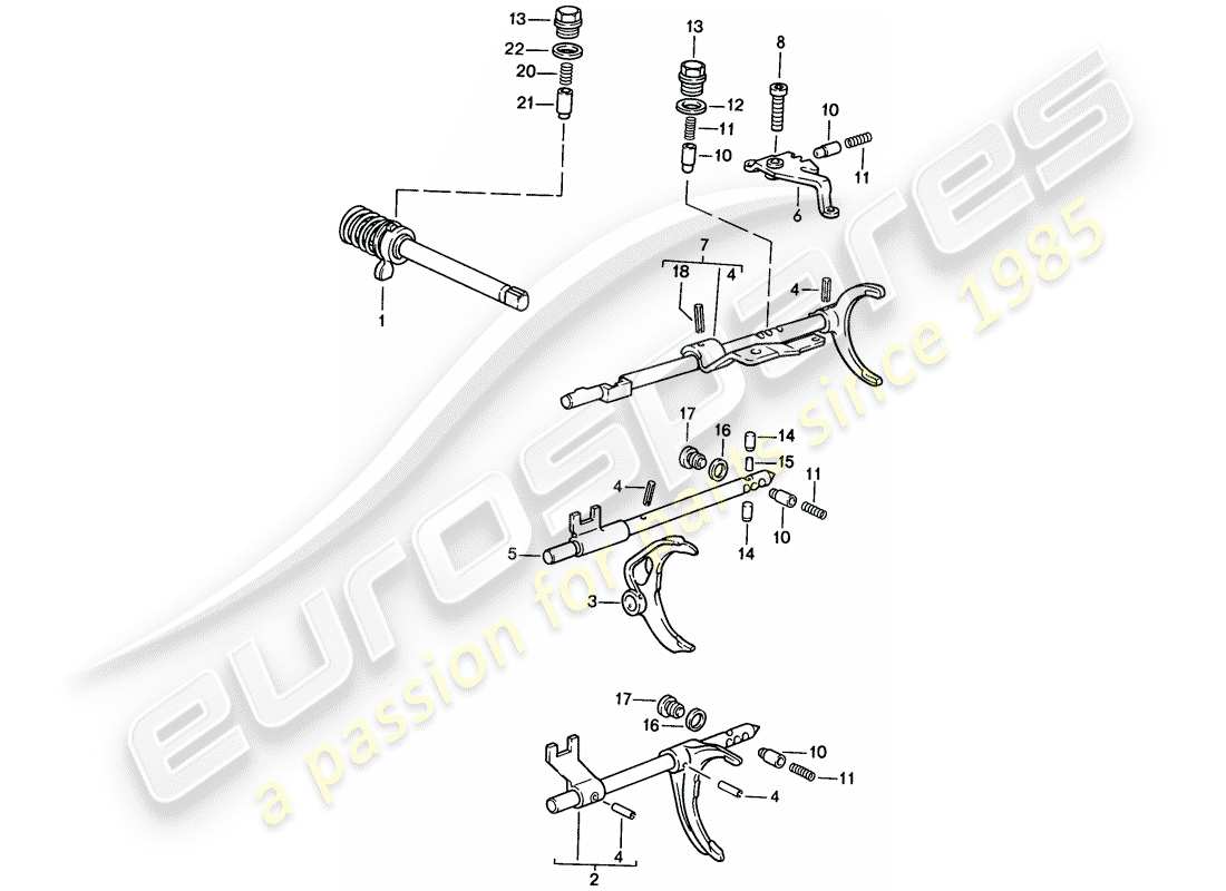 porsche 1988 (924s) control de transmisión - caja de cambios manual diagrama de piezas