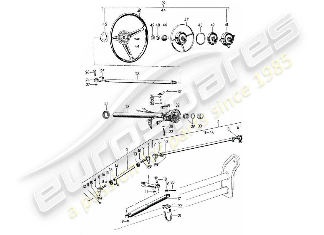 porsche 1962 (356b/356c) piezas de dirección diagrama de piezas