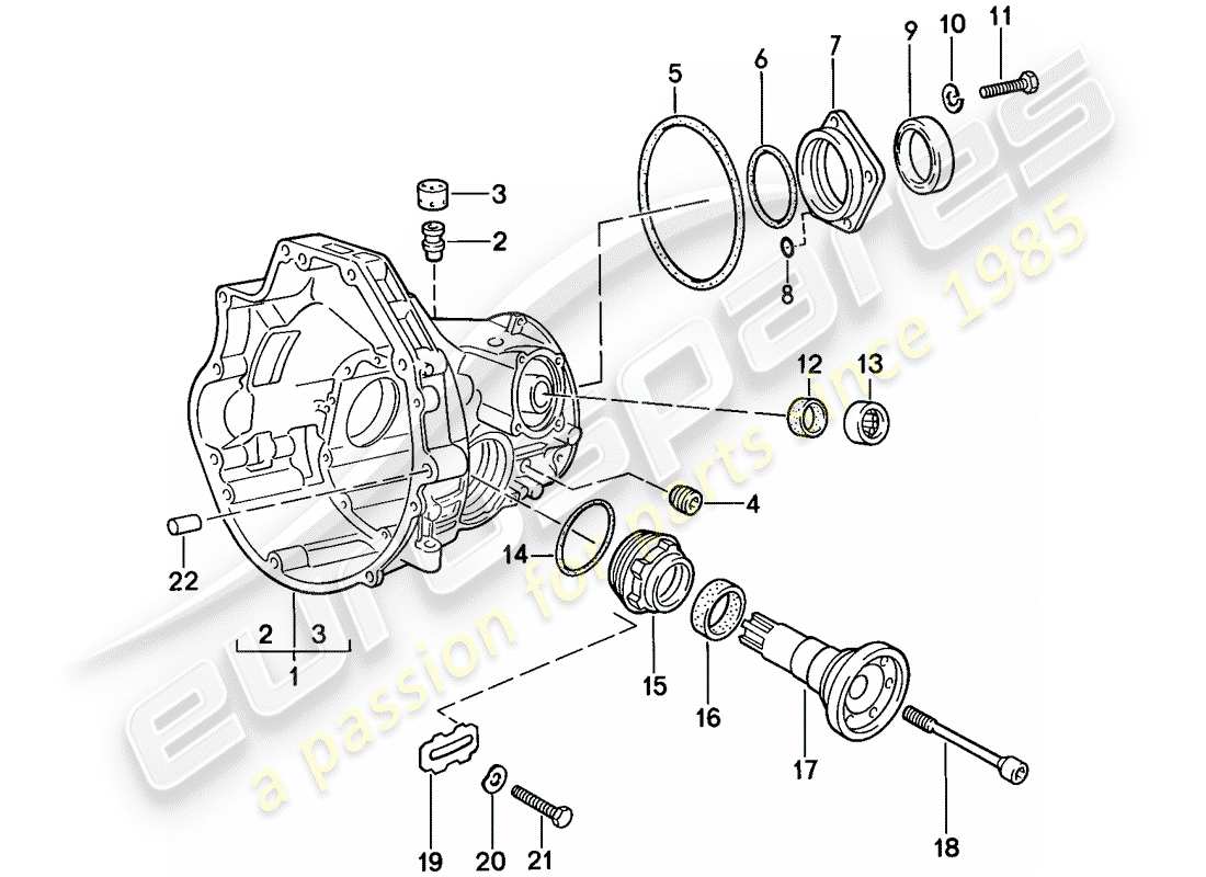 porsche 1987 (924s) transmisión de repuesto - carcasa de impulsión final - transmisión automática diagrama de piezas
