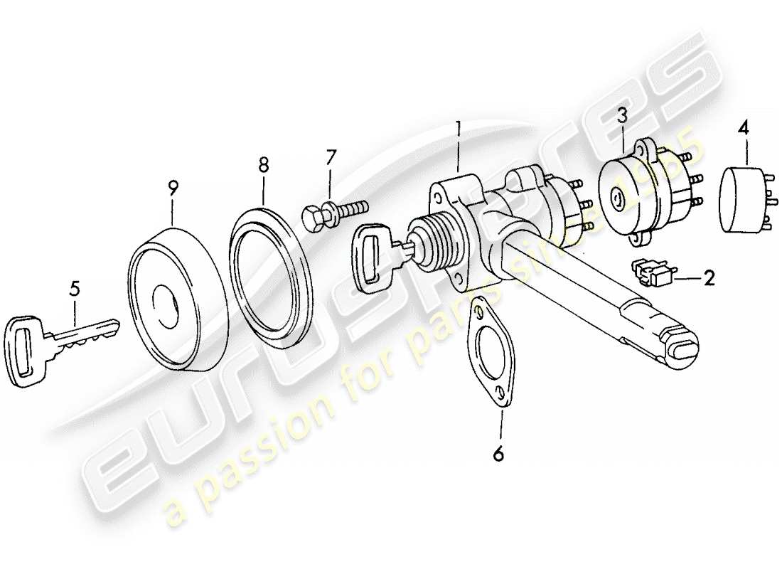 porsche 1972 (911) dispositivo antirrobo diagrama de piezas