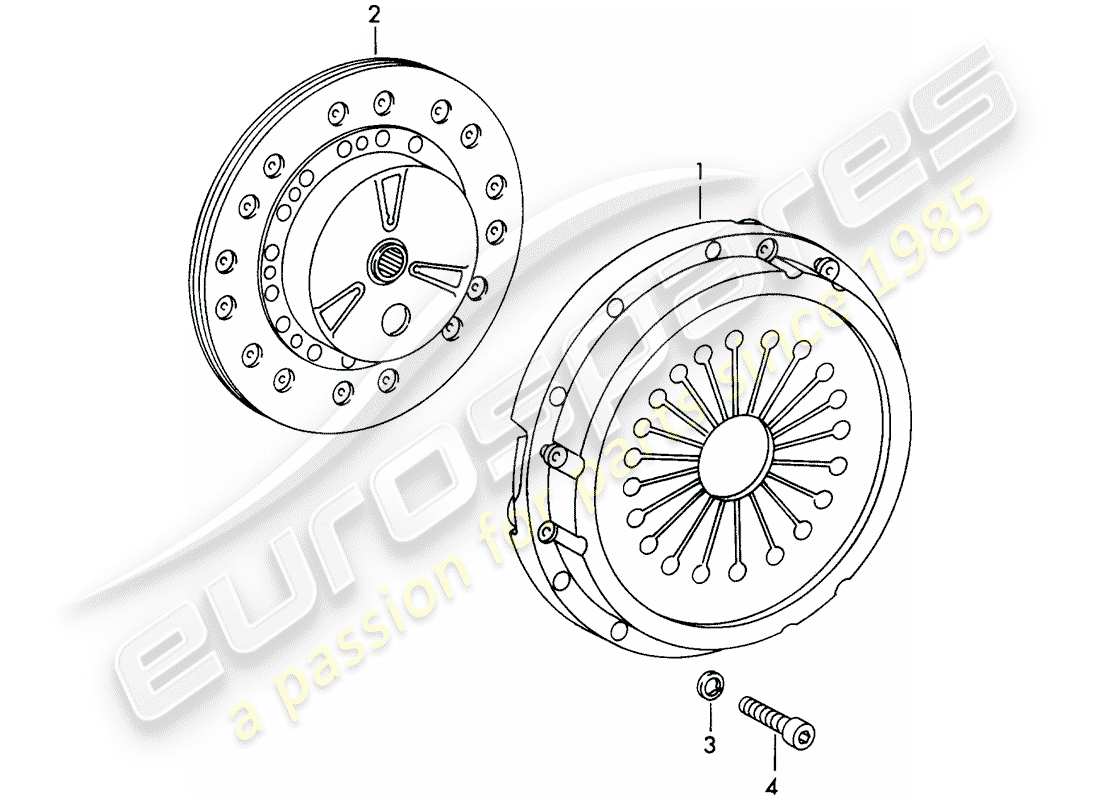 porsche 1972 (911) embrague diagrama de piezas