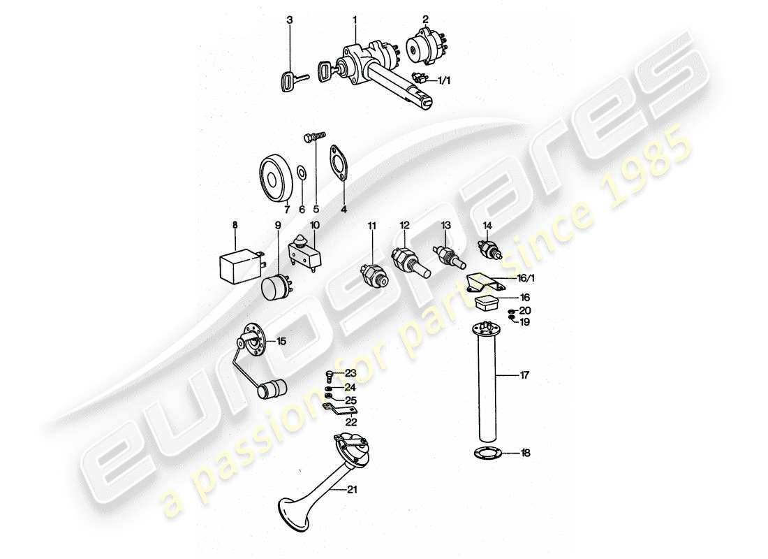 porsche 1976 (911 turbo) sensor - relé - bocina diagrama de piezas