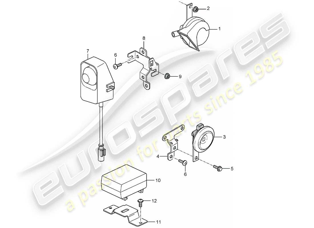 porsche 2004 (carrera gt) bocina fanfare - bocina - sistema de alarma diagrama de partes