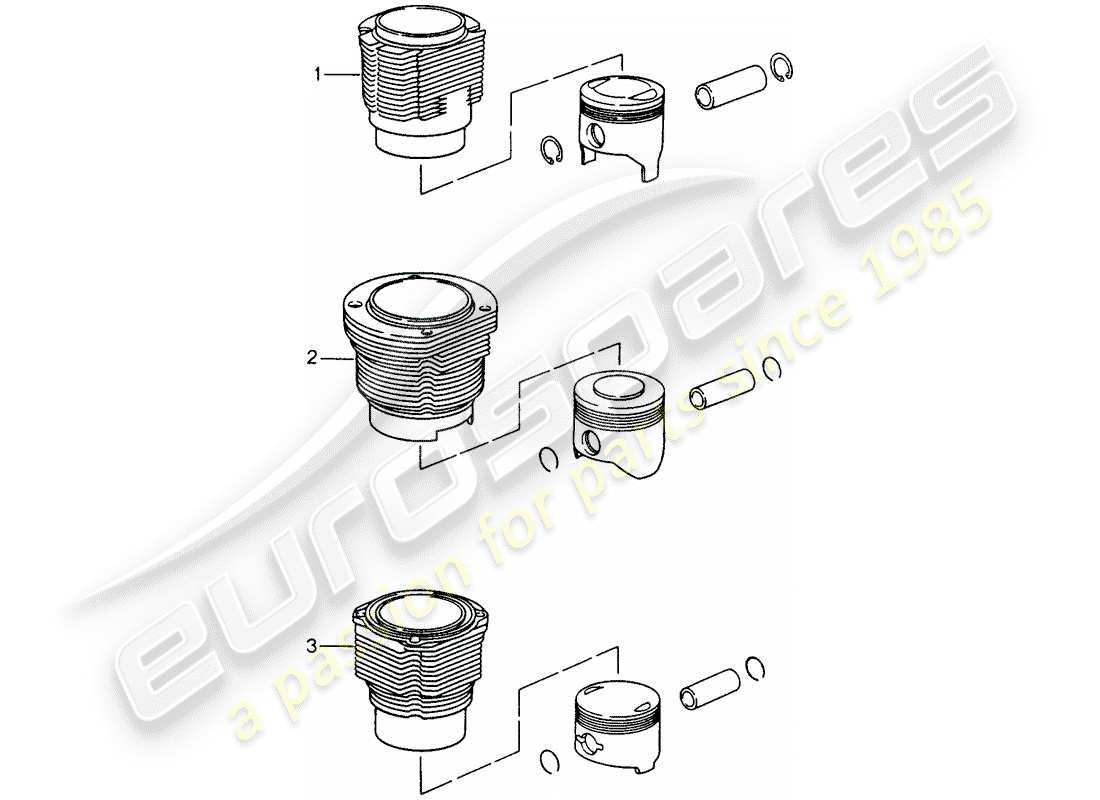 porsche replacement catalogue (1992) cilindro con pistones diagrama de piezas