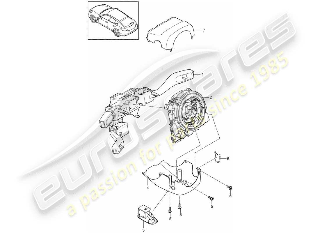 porsche 2014 (panamera 970) interruptor de la columna de dirección diagrama de piezas