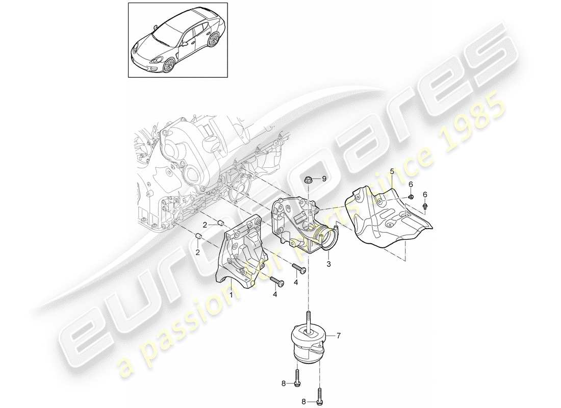 porsche 2014 (panamera 970) diagrama de piezas de suspensión del motor