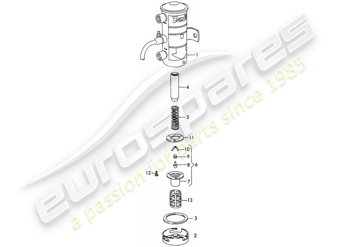 porsche 1964 (356b/356c) piezas únicas - para - diagrama de piezas de la bomba de combustible