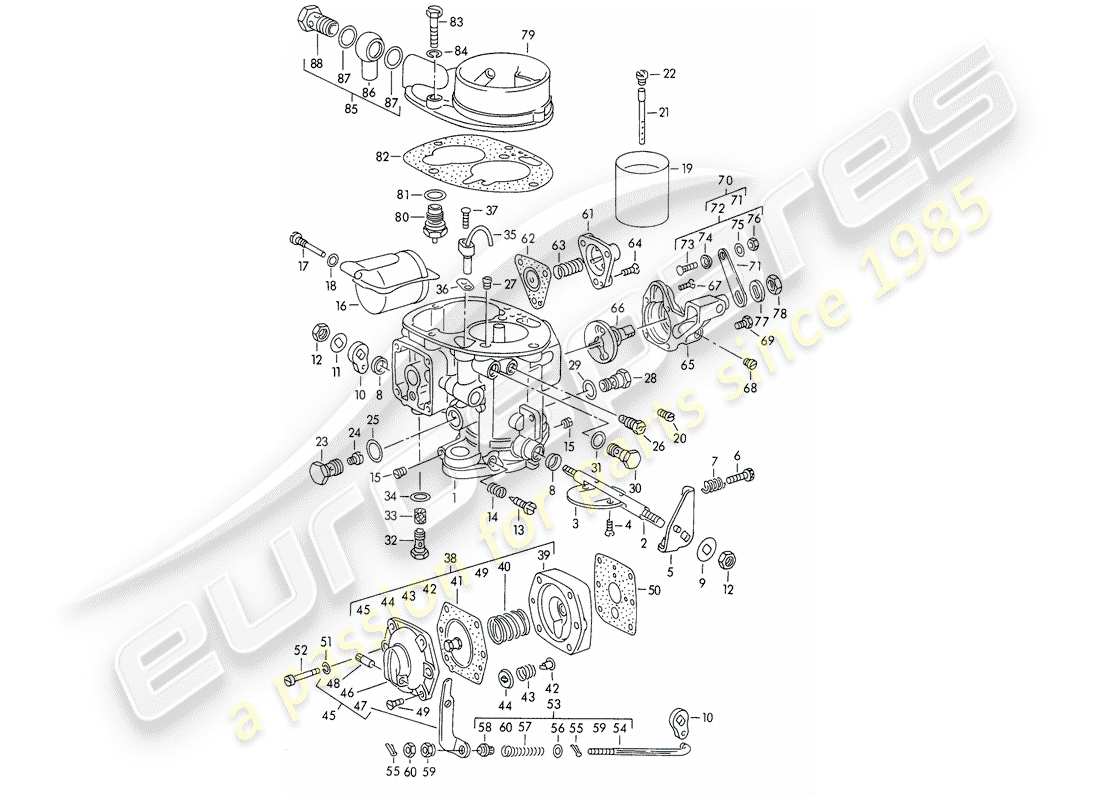 porsche 1954 (356/356a) piezas simples - para - carburador - solex 40 pbic - m >> 81 200 diagrama de piezas